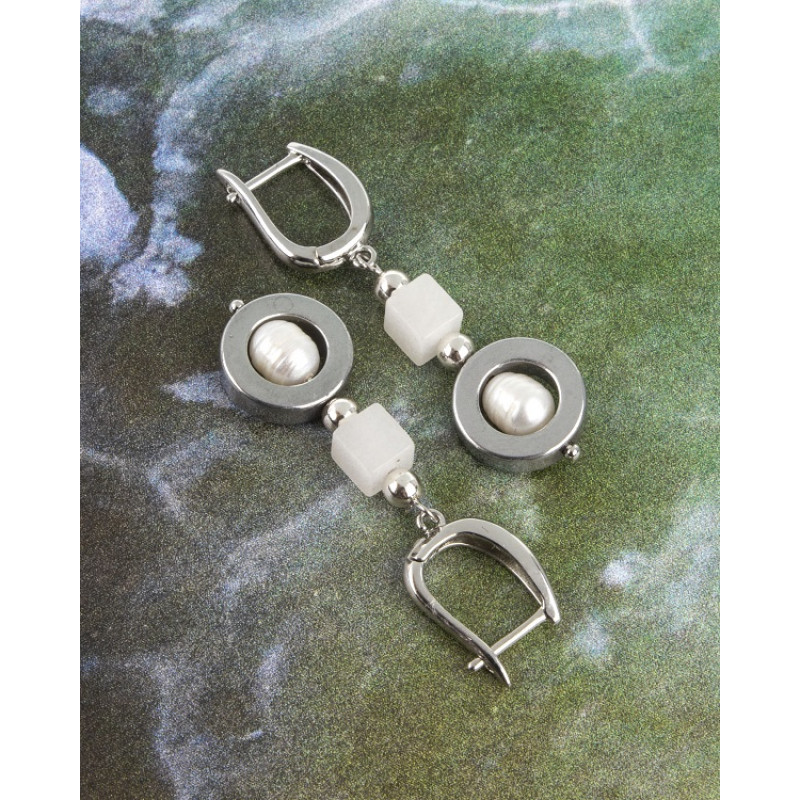 Серьги из муранского стекла "Ксенто" белый камень