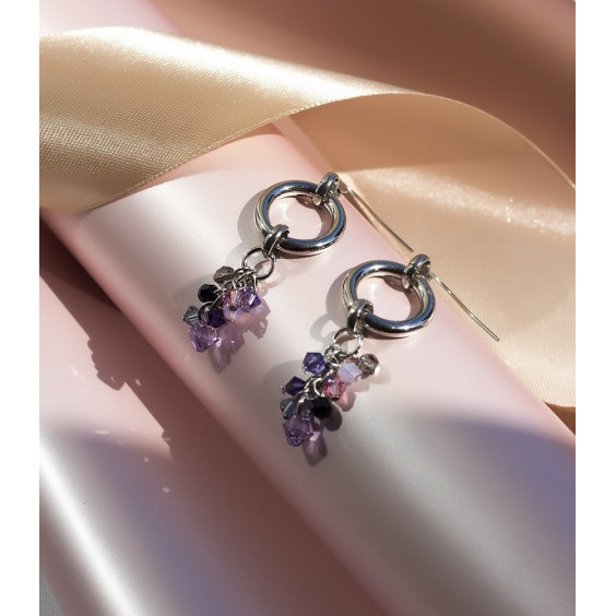 Серьги из стали с кристаллами Swarovski, "Виноград"