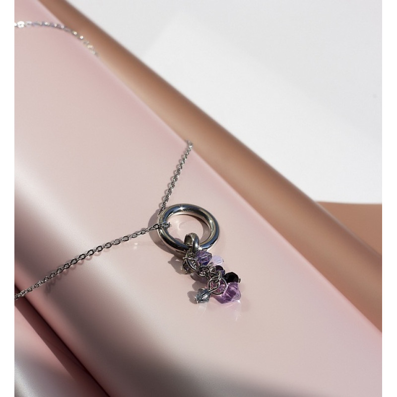 Кулон из стали с кристаллами Swarovski, "Виноград"