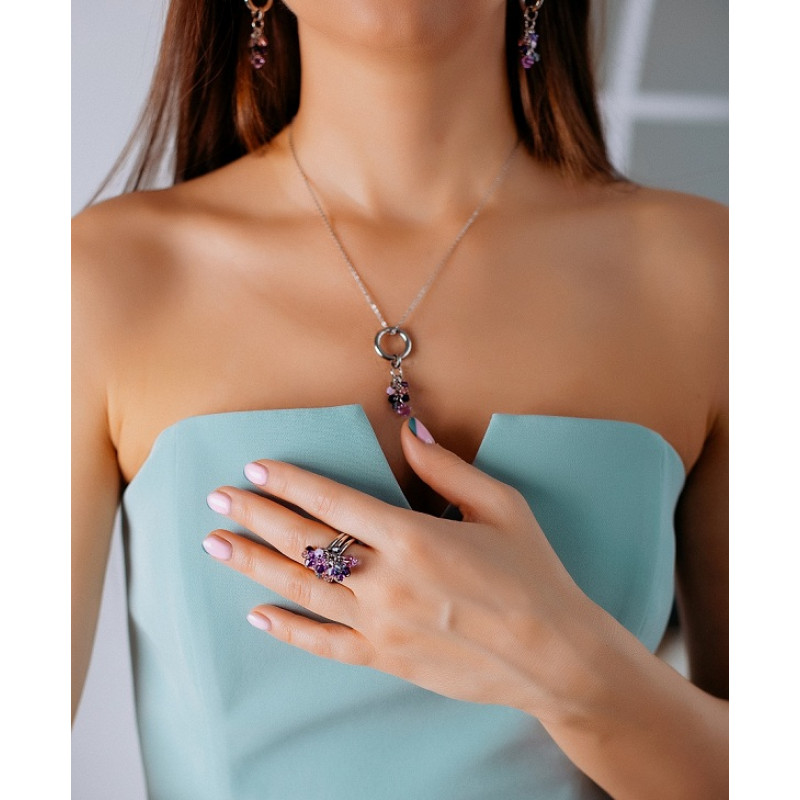 Кулон из стали с кристаллами Swarovski, "Виноград"