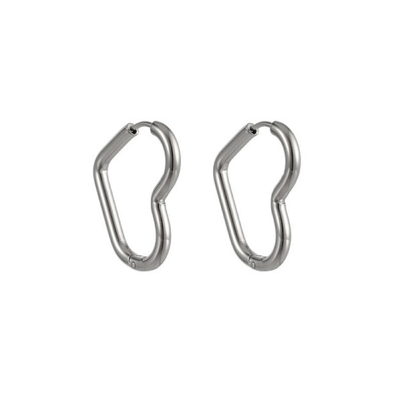 Серьги кольца из стали сердечки Серьги кольца из стали сердечки