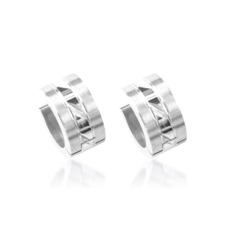 Серьги из стали c диагональным рисунком