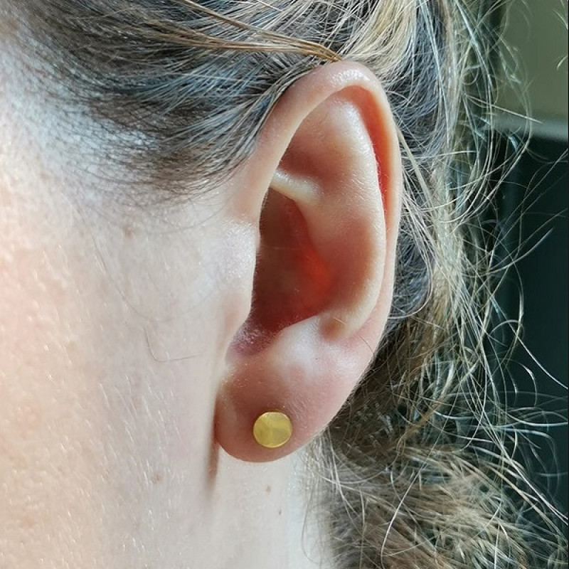 Серьги гвоздики из стали с золотым pvd