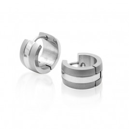 Серьги кольца из стали с матовой поверхностью, диаметр 0,7 см
