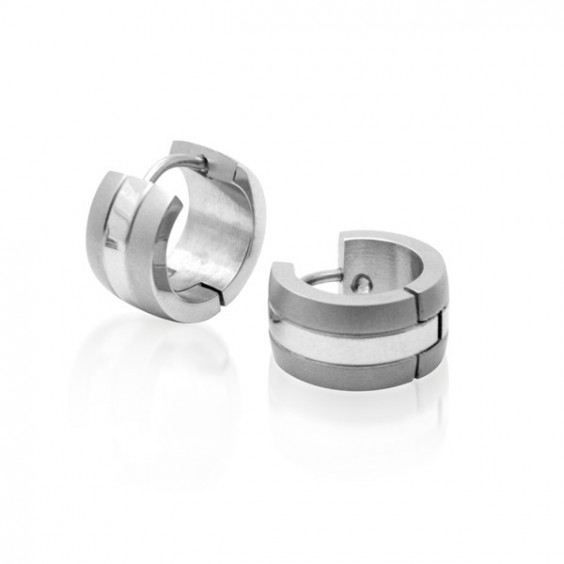 Серьги кольца из стали с матовой поверхностью, диаметр 0,7 см