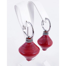 Серьги из муранского стекла "Юла" красные
