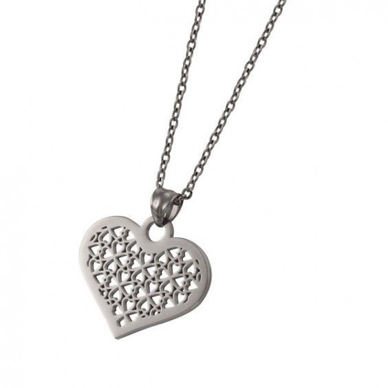 Кулон из стали женский "Ажурное сердце"